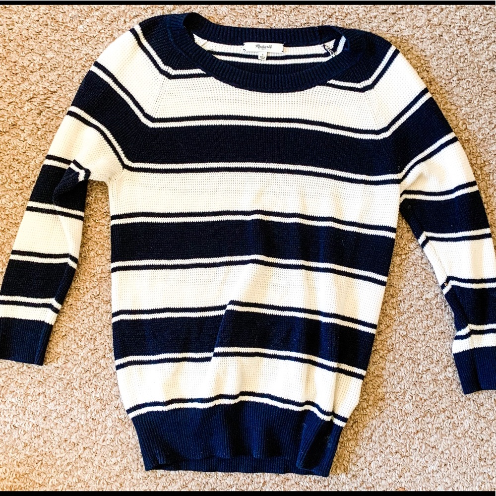 Navy and White 3/4 length Sweater